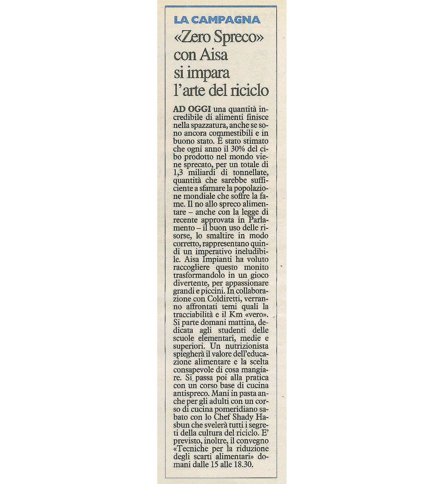 Img interna zero spreco maggio rassegna stampa 02